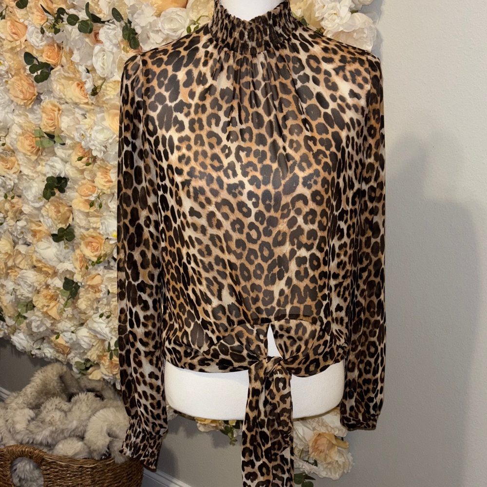 Express Brown Leopard Print Blouse
